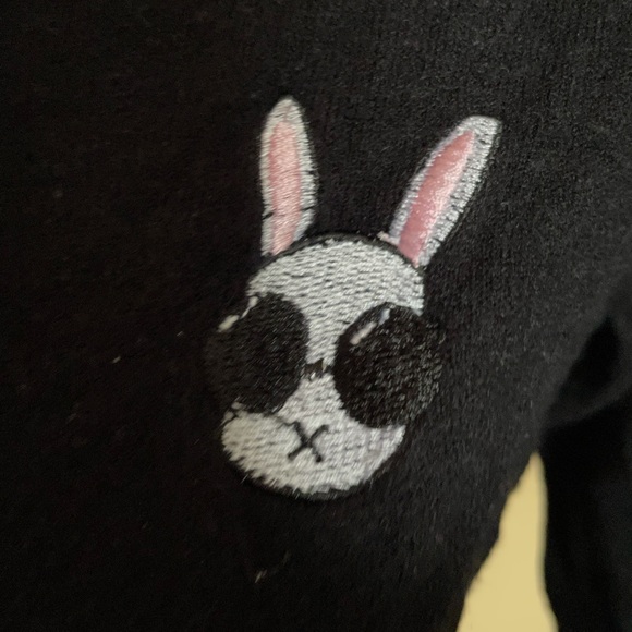 Brandy Melville esc zip up hoodie mouse embroidery black - Picture 2 of 4